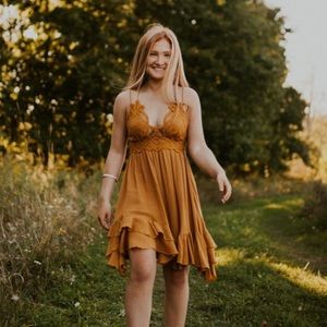 COPY - Free People Adella Slip Mini Dress in Orange Crochet Size
Small